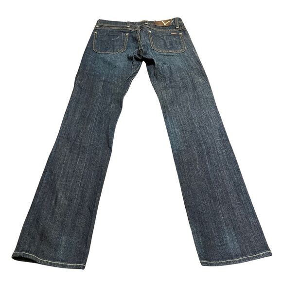 Vigoss Jeans Womens 3/4 27 Blue Dark Wash Distressed Stretch Embroidered - Picture 7 of 12